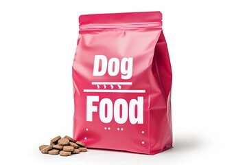 Isolated Red Dog Food Bag On Blank White Background Generative Illustration