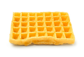 Delicious Belgian waffle on white background