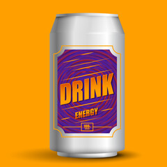 Energy drink can with vibrant colorful and eye-catching design