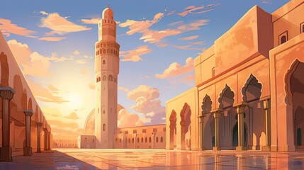 Fototapeta premium minaret of mosque country background and copy space , generative ai
