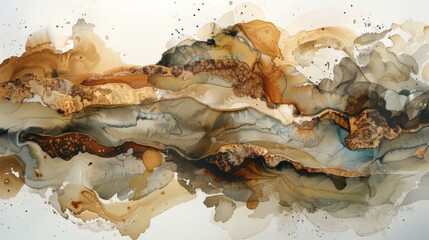 An artistic representation featuring fluid movement with earthy tones and texture in a watercolor style