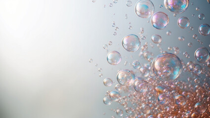 Fototapeta premium Iridescent Soap Bubbles Floating In Air
