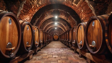 Obraz premium Wine Cellar Barrels: Traditional Storage for Your Finest Wines