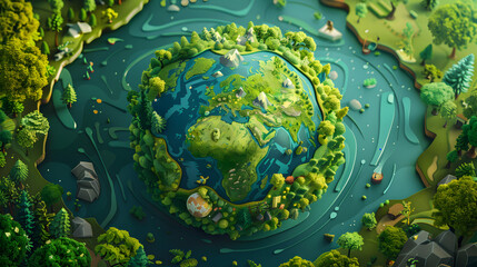 Illustration of save the planet, go green save earth