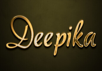 Old gold text effect of Hindi name Deepika with 3D glossy style Mockup.