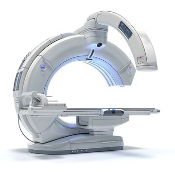 C Arm X-Ray Machine Scanner isolated on white background.