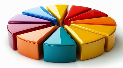 3D colorful pie chart with segments on a white background