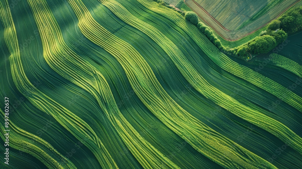 Aufkleber explore the intricate patterns of farmland from above, showcasing the patchwork of fields.
