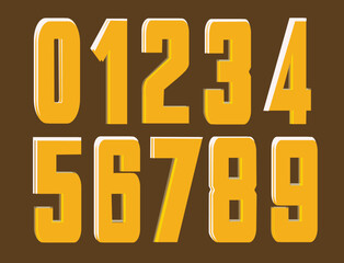 retro numbers font, yellow font