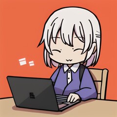 Old woman lady on laptop, yelling at the phone, enjoying the internet, older person, edna, Vector art,