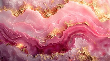 Pink Agate Stone with Golden Texture