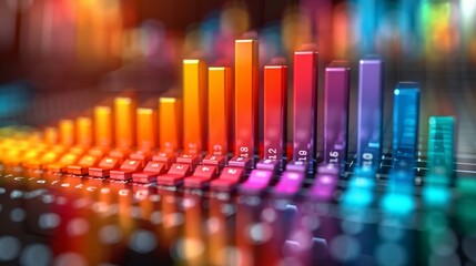 3D bar chart with different colors on a white background