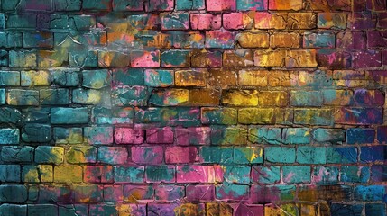 Fototapeta premium Vibrant grunge brick wall backdrop