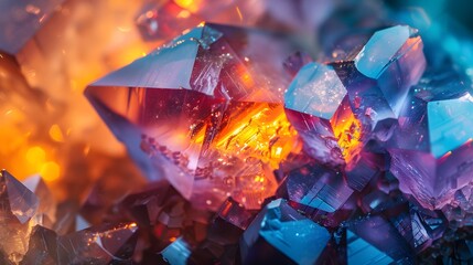 Mesmerizing Mineral Crystal Formation Refracting Vivid Lights and Colors