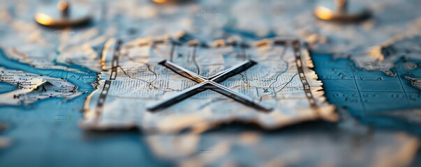 Naklejka premium A treasure map with an X mark