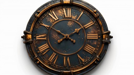 3D clock with roman numerals on a white background