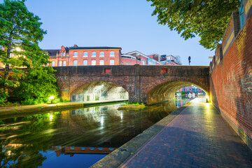 Sheepcote street bridge near Birmingham city canal at dawn. England