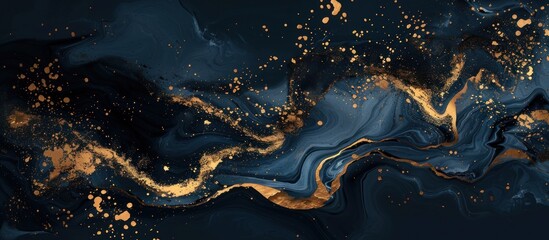 Abstract Gold and Blue Swirling Art