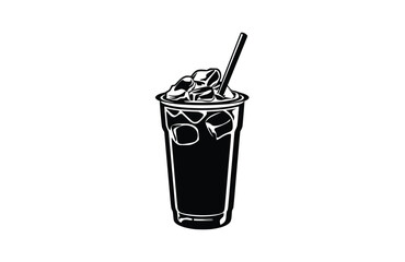 Iced coffee black icon isolated on white background. Vector illustration.