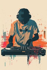 DJ Mixing Music on Turntables