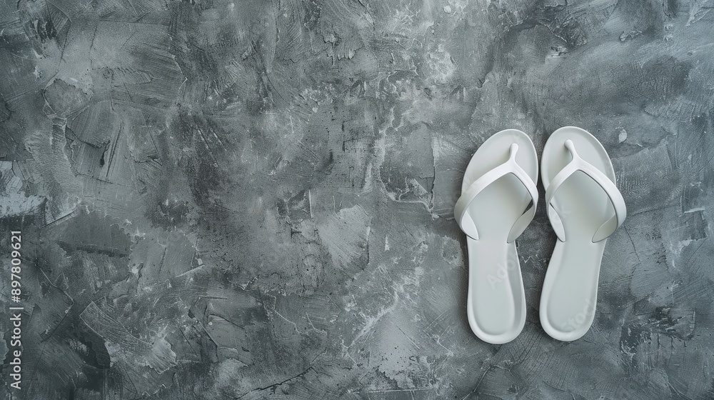 Canvas Prints White sandals against a grey backdrop