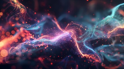 43. Create an abstract 3D rendered background of pulsating energy fields and digital textures.