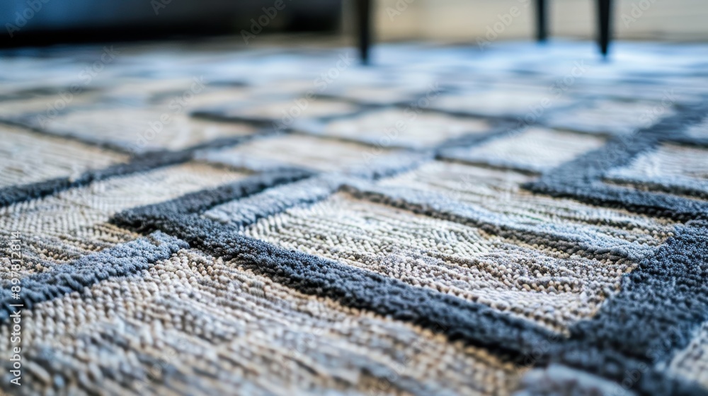 Poster detailed view of a patterned rug showcasing the high-quality material and intricate design