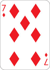 7 of diamonds. One playing card, illustration