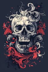 Skull with Floral Design