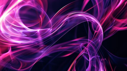 Abstract background with flowing pink and purple light streaks on a black background.