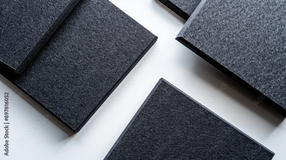 Aufkleber black textured tiles arranged on a white surface to form a geometric pattern