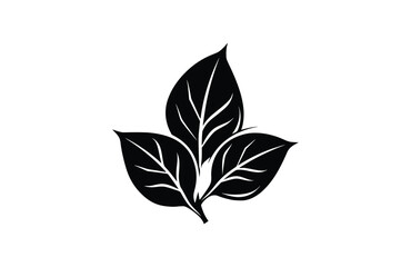 Leaves black icon isolated on white background. Vector illustration.