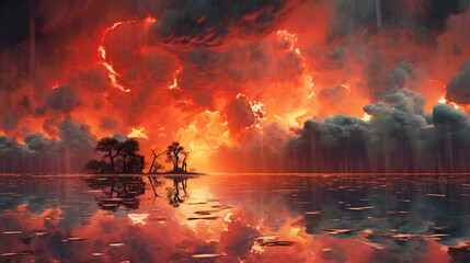 Fototapeta premium clouds reflected on the water