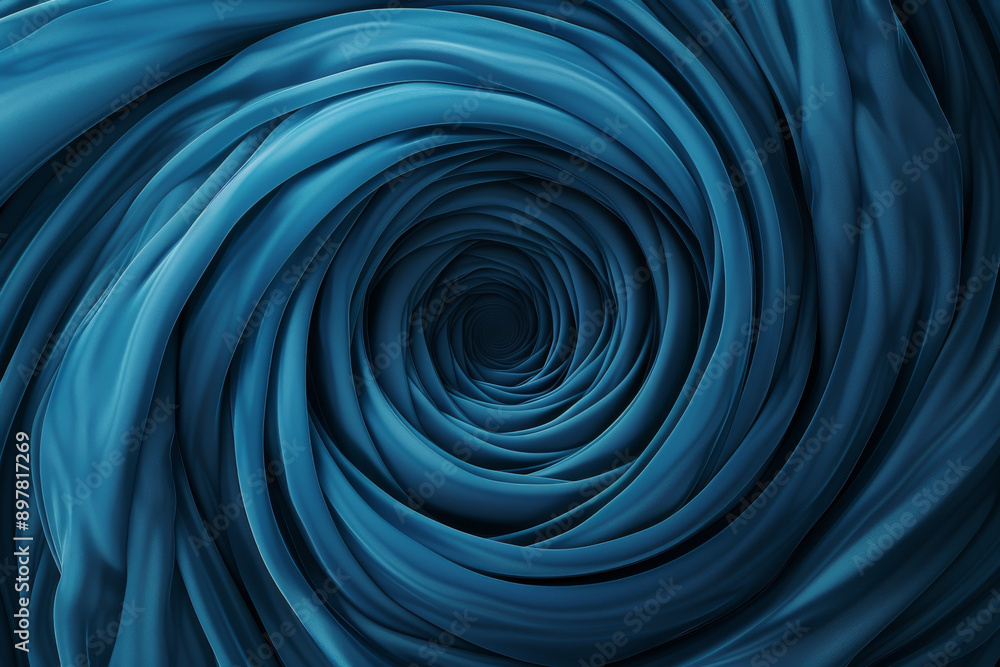Poster an abstract swirl of deep blue fabric, creating a mesmerizing and dynamic visual effect that draws t