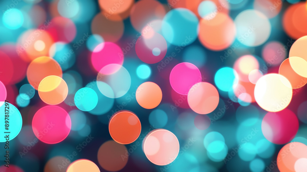 Poster colorful bokeh background with vibrant circles creating a festive and joyful atmosphere, perfect for
