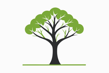 Obraz premium A vibrant vector illustration of a lush green tree with intricate branches and leaves, perfect for nature-themed designs and Eco-friendly projects.