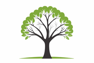 Obraz premium A vibrant vector illustration of a lush green tree with intricate branches and leaves, perfect for nature-themed designs and Eco-friendly projects.