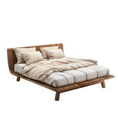 Fototapeta premium Create the perfect bedroom ambiance with this cozy bed. Bedroom furniture concept