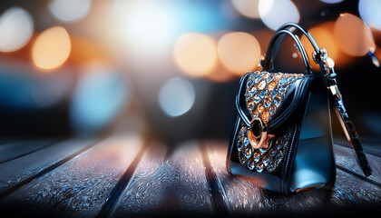 Beautiful jewelled purse wtih colorful background for fashion