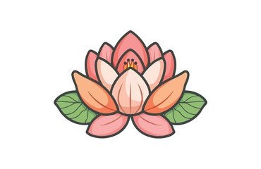 Lotus icon isolated on white background. Beautiful color lotus icon.