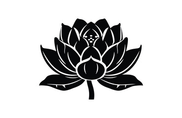 Lotus black icon isolated on white background. Vector illustration.