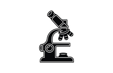 Microscope black icon isolated on white background. Vector illustration.