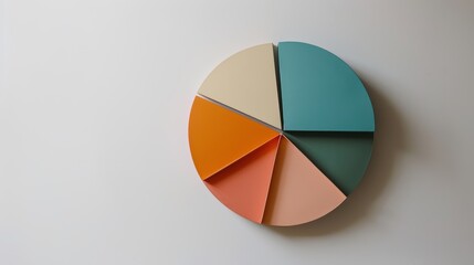 Colorful pie chart is showing market share with a modern pastel color palette on a white background