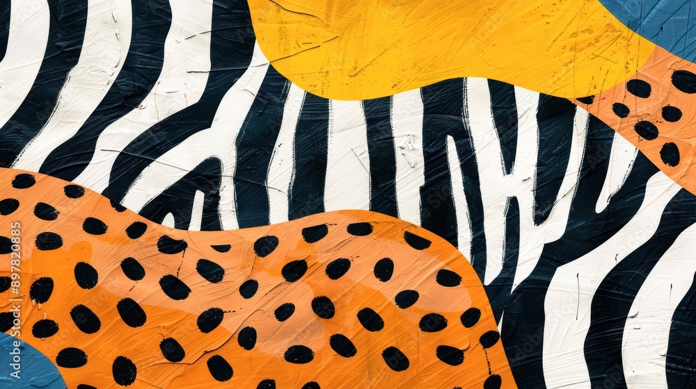Poster abstract safari animal prints in dynamic geometric patterns