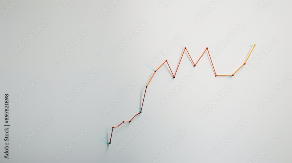 Poster minimalist concept with ample copy space: a vibrant string symbolizing progress in business and fina