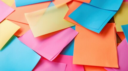 Vibrant sticky notes arranged in an abstract pattern, ideal for educational or office themes