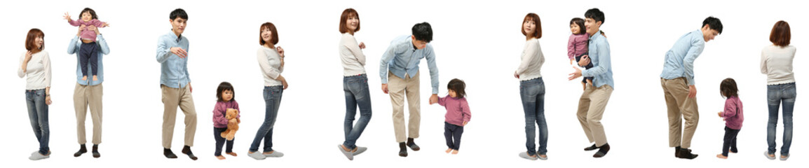 遊ぶファミリー　人物全身切り抜き5アングル