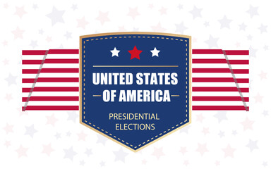 2024 US Presidential Election with shield image, 2024 US election banner with flag and shield, editable election banner for 2024, vector election banner