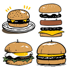 ハンバーガーのシンプルイラスト