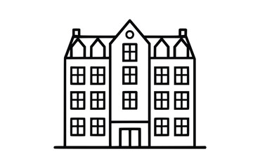 Black hotel icon isolated on white background. Beautiful Hotel icon.